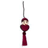Frida's Burgundy Heart,'Embroidered Frida Kahlo Wool Ornament from Mexico'