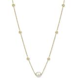 Cultured Freshwater Pearl (9mm) & Bead Statement Necklace In 14k Gold-plated Sterling Silver, 18" + 2" Extender - Metallic - Macy's Necklaces