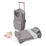 Badger Basket Travel and Tour Trolley Carrier with Bed for 18-inch Dolls, Med Grey