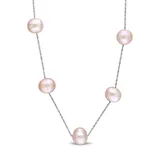 Belk & Co 7-8 Millimeter Pink Cultured Freshwater Pearl Tin Cup Necklace In 10K White Gold, 17 In