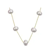 Belk & Co Women's 7-8 Millimeter Cultured Freshwater Pearl Tin Cup Necklace in 10k Yellow Gold, 17 in