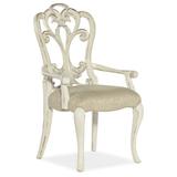Hooker Furniture Sanctuary 2 Queen Anne Back Arm Chair in Blanc/Beige Wood/Upholstered/Fabric in Brown/White, Size 42.0 H x 25.75 W x 26.5 D in