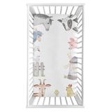 Sweet Jojo Designs Farm Animals Fitted Crib Sheet Polyester in Gray/White, Size 8.0 H x 28.0 W x 52.0 D in | Wayfair CribSheet-OnTheFarm-SP