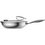 CookCraft Original 13" Tri-Ply Stainless Steel French Skillet featuring Silicone Handles & Convenient Lid w/ Patented Rim Latch Stainless Steel