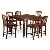 Darby Home Co Ashworth 7 - Piece Counter Height Butterfly Leaf Rubberwood Solid Wood Dining Set Wood in Brown, Size 36.0 H in | Wayfair