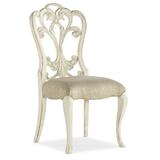 Hooker Furniture Sanctuary 2 Queen Anne Back Side Chair in Blanc/Beige Wood/Upholstered/Fabric in Brown/White, Size 42.0 H x 21.75 W x 24.75 D in
