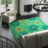 Tufenkian Floral Hand-Knotted Wool Area Rug Wool in Blue/Green, Size 96.0 W x 0.41 D in | Wayfair 815.354....0810