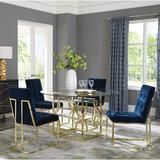 Everly Quinn Catarina 5 Piece Dining Set Glass/Metal/Upholstered Chairs in Yellow, Size 30.0 H in | Wayfair D40DD6B16B9D4F219ACF9C51FE2B3435