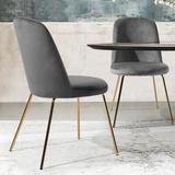 Willa Arlo™ Interiors Sipos Velvet Side Chair Wood/Upholstered/Velvet in Gray, Size 33.8 H x 19.5 W x 21.7 D in | Wayfair