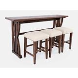 Sand & Stable™ Avalynn 3 - Person Counter Height Acacia Solid Wood Dining Set Wood/Upholstered Chairs in Brown, Size 36.0 H in | Wayfair