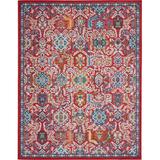Bungalow Rose Mirazo Oriental Red/Ivory/Blue Area Rug Polypropylene in Blue/Brown/Red, Size 120.0 H x 96.0 W x 0.5 D in | Wayfair