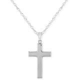Flat Cross Necklace Set In 14k White Or Yellow Gold - White - Macy's Necklaces