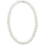 Sterling Silver Necklace, Cultured Freshwater Pearl (10-11mm) And Crystal Halo Necklace - Metallic - Macy's Necklaces