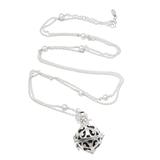 Happy Chime,'Silver and Black Enamel Harmony Ball Necklace with Onyx'