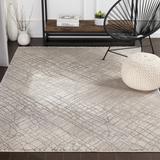 Strykersville 6'7" x 9'6" Modern Medium Gray/Charcoal/Light Beige/Beige Area Rug - Hauteloom