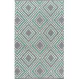 Northmoor 2' x 3' Modern Flat Weave Moroccan Trellis Wool Emerald/Charcoal/Ivory/Light Green Area Rug - Hauteloom