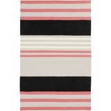 Sedgwick 5' x 8' Striped Solid Stripes Wool Black/Light Gray/Pink/Yellow/Light Slate Area Rug - Hauteloom