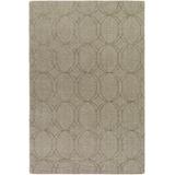 Stirling 5' x 7'6" Solid & Border Solid Stripes Wool Olive Area Rug - Hauteloom