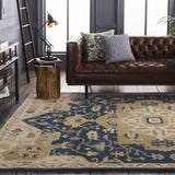 Littleton 2' x 3' Traditional Wool Medium Gray/Tan/Brown/Ink Blue/Light Gray/Taupe/Teal/Dark Red Area Rug - Hauteloom