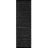 Flat 2'6" x 8' Solid & Border Handmade Solid Stripes Wool Light Gray/Black Runner - Hauteloom