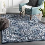 Triumph 2' x 2'11" White/Charcoal/Black/Sky Blue/Ink Blue/Light Slate/Teal Area Rug - Hauteloom