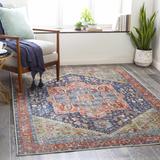 Exira 2' x 2'11" Traditional Navy/Peach/Coral/Emerald/Blue/Camel/Ivory/Light Beige/Light Blue/Olive/Rust/Sage/Brick Red Washable Area Rug - Hauteloom