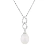 "Sterling Silver Freshwater Cultured Pearl Dangle Pendant, Women's, Size: 17"", White"