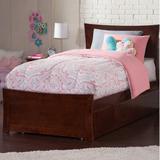 Ralls Extra Long Twin Solid Wood Platform Bed w/ Trundle by Harriet Bee Wood in Brown, Size 44.25 H x 42.75 W x 82.75 D in | Wayfair
