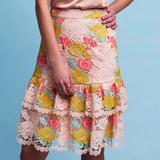 Anthropologie Skirts | Htf Anthropologie Gardenia Lace Tiered Skirt | Color: Red | Size: Xl