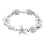 "Sterling Silver Blue Topaz Accent Sea Life Bracelet, Women's, Size: 7.5"""