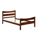 Costway Twin Size Rustic Style Platform Bed Frame with Headboard and Footboard-Walnut