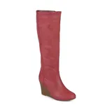 Journee Collection Women's Wide Calf Langly Boot, Red, 6M