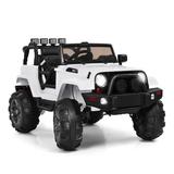 Costway 12V Kids Remote Control Riding Truck Car with LED Lights-White