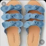 American Eagle Outfitters Shoes | Aeo Denim Knot Platform Espadrilles | Color: Blue/Tan | Size: 7