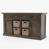 Sand & Stable™ Sorrento 62.99" Wide 4 Drawer Credenza Wood in Black/Brown/Green, Size 33.46 H x 62.99 W x 19.69 D in | Wayfair