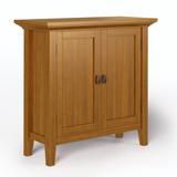 Redmond SOLID WOOD 32 inch Wide Transitional Low Storage Cabinet in Light Golden Brown - Simpli Home AXCRED14-LGB