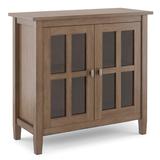 Warm Shaker SOLID WOOD 32 inch Wide Transitional Low Storage Cabinet in Rustic Natural Aged Brown - Simpli Home AXCWSH14-RNAB