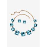 Women's Gold Tone Necklace and Earring Set, Princess Cut Simulated Birthstones by PalmBeach Jewelry in December