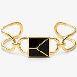 Michael Kors Jewelry | Nwt $325 Michael Kors Mercer Lock 14k Gold Cuff | Color: Black/Gold | Size: Os