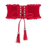 Ella & Elly Women's Belts RED - Red Lace-Trim Tassel Lace-Up Belt