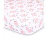 The Peanut Shell Girls' Crib Sheets White; - White & Pink Farmhouse Floral Fitted Crib Sheet
