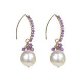 V3 Jewelry Women's Earrings Purple,White - Amethyst & Freshwater Cultured Pearl Drop Earrings