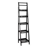 SAFAVIEH Bookcases & Bookshelves DISTRESSED - Black Distressed Asher Five-Tier Leaning Shelf