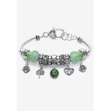 Plus Size Women's Silver-Plated Simulated Birthstone 8" Charm Bracelet by PalmBeach Jewelry in August