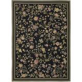 Green Area Rug - Bokara Rug Co, Inc. Needlepoint Azm Hand-Knotted Wool Floral Area Rug in Black/Wool in Green, Size 134.0 W x 0.5 D in | Wayfair