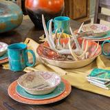 Foundry Select Faust Feather 14 Piece Melamine Dinnerware Set, Service for 4 Melamine, Terracotta in Blue/Brown/Green | Wayfair