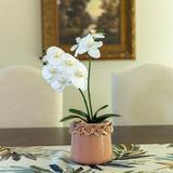 One Allium Way® Real-Touch Orchids Floral Arrangement in Pot Plastic in Pink/White, Size 12.75 H x 5.0 W x 5.0 D in | Wayfair