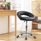 Inbox Zero Low Back Rolling Semi-Circular Seat Task Chair Upholstered in Black, Size 29.3 H x 19.8 W x 18.9 D in | Wayfair