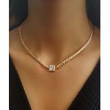 Chamay Women's Necklaces Gold - Zircon & Goldtone Square-Cut Choker Necklace