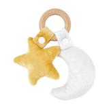 Stephan Baby Teethers - Gold & White Star Moon Wood Teether Toy